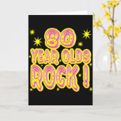 80 jaar oude rock! (Roze) Wenskaart Kaart (Gele Bloem)