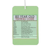 80 jaar oude sms-code grappige verjaardagssenioren luchtverfrisser (Voorkant)