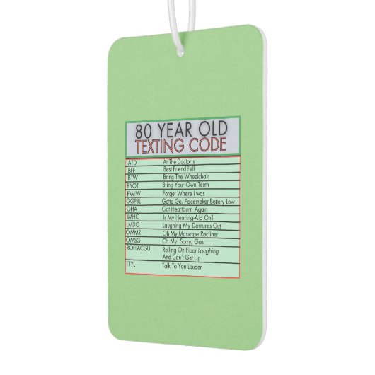 80 jaar oude sms-code grappige verjaardagssenioren luchtverfrisser (Links)