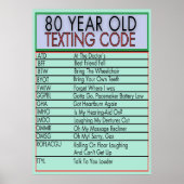 80 jaar oude sms-code grappige verjaardagssenioren poster (Voorkant)