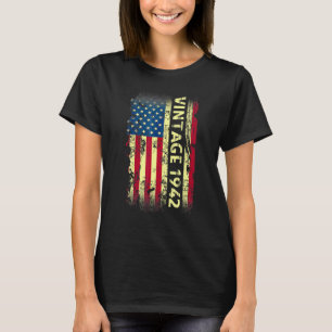 80 jaar oude Vintage 1942 Amerikaanse vlag 80th Bi T-shirt