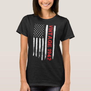 80 jaar oude Vintage 1942 VS Amerikaanse vlag 80th T-shirt
