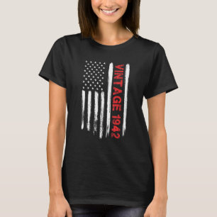 80 jaar oude Vintage 1942 VS Amerikaanse vlag 80th T-shirt