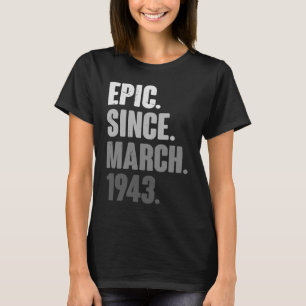 80 jaar oude Vintage 1943 maart 2008, 80ste deco T-shirt