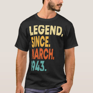 80 jaar oude Vintage maart 1943 80e verjaardag T-shirt