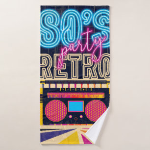 80 jaar, retro muziekfeest. Oude poster. Disco fl Badhanddoek