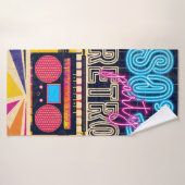 80 jaar, retro muziekfeest. Oude poster. Disco fl Badhanddoek (Badhanddoek)