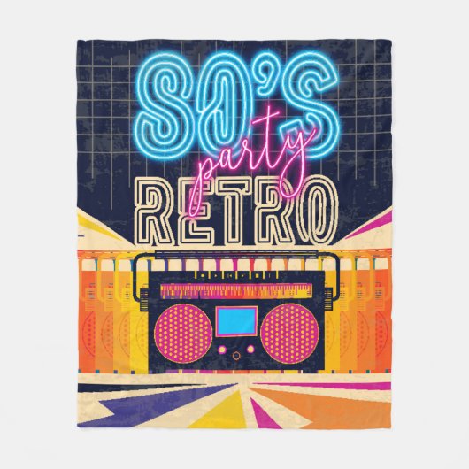 80 jaar, retro muziekfeest. Oude poster. Disco fl Fleece Deken (Voorkant)