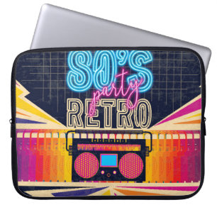 80 jaar, retro muziekfeest. Oude poster. Disco fl Laptop Sleeve