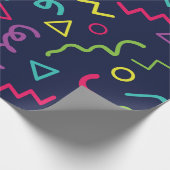 80 jaar, retro party neon Memphis patroon Cadeaupapier (Hoek)