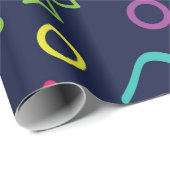 80 jaar, retro party neon Memphis patroon Cadeaupapier (Rol Hoek)