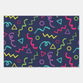 80 jaar, retro party neon Memphis patroon Inpakpapier Vel (Voorkant 3)