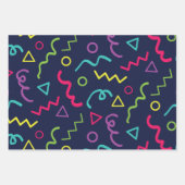 80 jaar, retro party neon Memphis patroon Inpakpapier Vel (Voorkant 2)