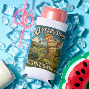 80 jaar sterk en nog steeds swingend golf verjaard seltzer blikjeskoeler