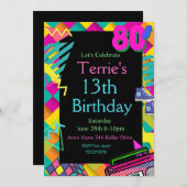 80 jaar uitnodiging, terug naar de 80, elke leefti kaart (Voorkant / Achterkant)