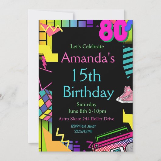 80 jaar uitnodiging, terug naar de 80, elke leefti kaart (Voorkant)