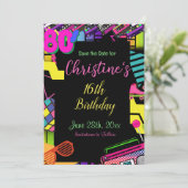 80 jaar uitnodiging, terug naar de 80, elke leefti save the date (Staand voorkant)