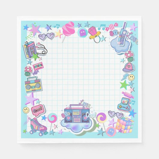80 jaar verjaardagsfeest thema retro napkins servet (Voorkant)