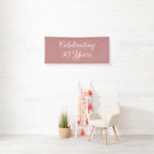 80 Jaar vieren Stof Roze Elegant Schrift Spandoek (Insitu)