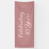 80 Jaar vieren Stof Roze Elegant Schrift Spandoek (Verticaal)