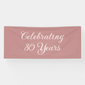 80 Jaar vieren Stof Roze Elegant Schrift Spandoek (Horizontaal)