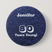 80 jaar Young Blue Rag Dolls Birthday Button Pin (Voorkant)