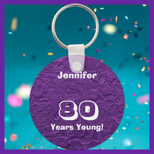 80 jaar Young Cute Paarse Rag Dolls, Name Sleutelhanger