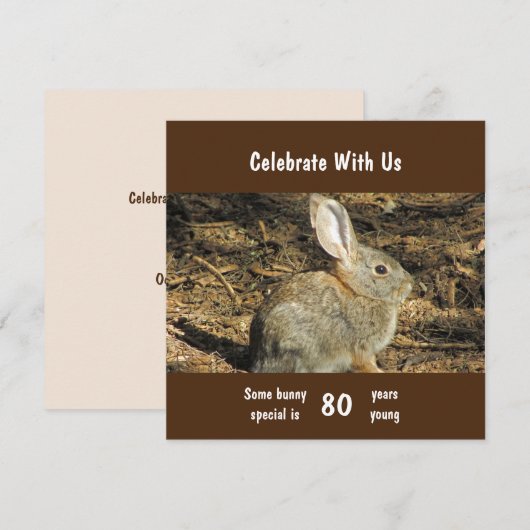 80 jaar Young Schattig Rabbit Photo 80th Birthday (Voorkant / Achterkant)