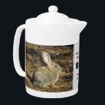 80 jaar Young Schattig Rabbit Photo 80th Birthday Theepot<br><div class="desc">Deze theepot heeft een schattige, kleine, bruine bunny die in de ochtendzon zit en de warmte van de stralen voelt. Dit is een unieke manier om een verjaardagsmijlpaal van 80, 90, of elke leeftijd te vieren door de leeftijd van de gelukkige verjaardag van de jongen of het meisje aan te...</div>