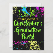 80-jaren '90 Verf Splatter Graduation Party Kaart (Voorkant)