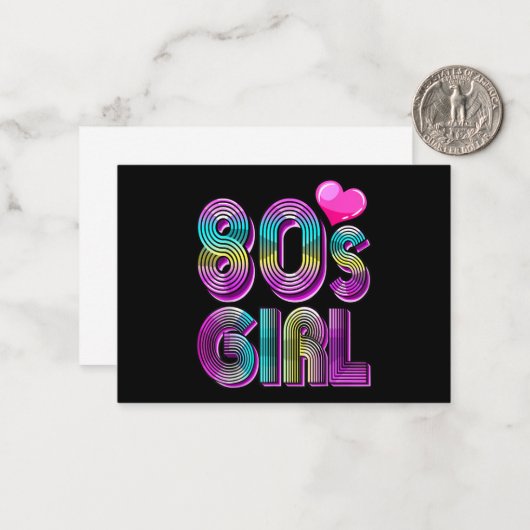 80-jarig meisje: Costume Retro  Notitiekaartje (Voorkant / Achterkant in situ)