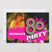 80-jarige feestdag of evenement roze foto kaart (Voorkant)