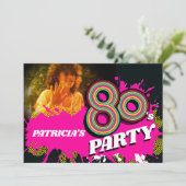 80-jarige feestdag of evenement roze foto kaart (Staand voorkant)