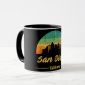 80-jarige San Diego City Skyline Retro Sunset Mok (Voorkant links)