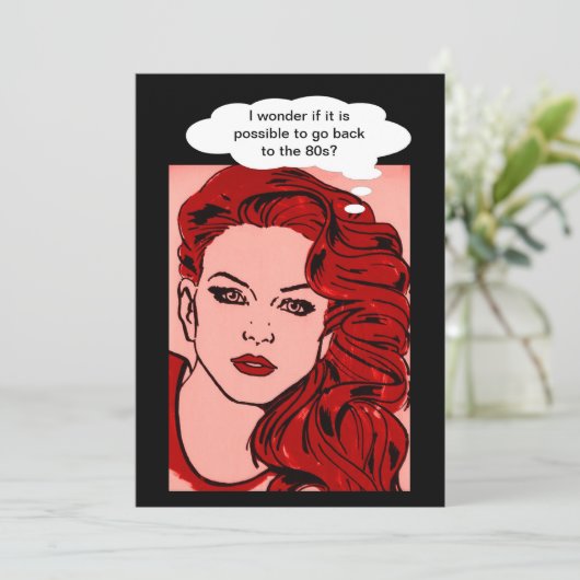 80-jarige uitnodiging 80 jaar retro girl pop art (Staand voorkant)