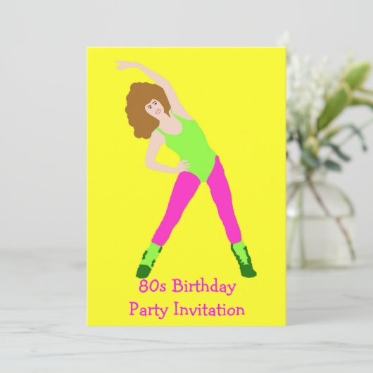 80-jarige uitnodiging 80-retro fluorescent (Staand voorkant)