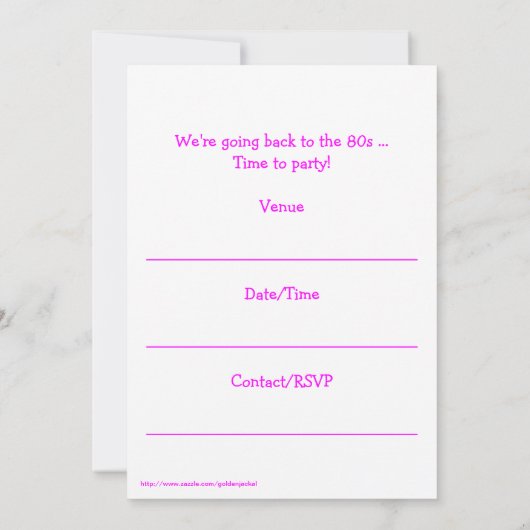 80-jarige uitnodiging 80-retro fluorescent (Achterkant)