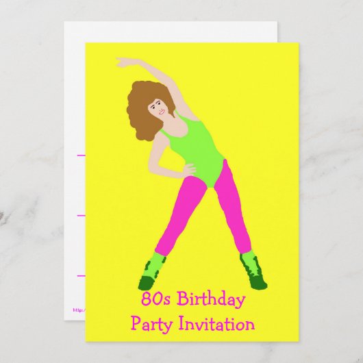 80-jarige uitnodiging 80-retro fluorescent (Voorkant / Achterkant)