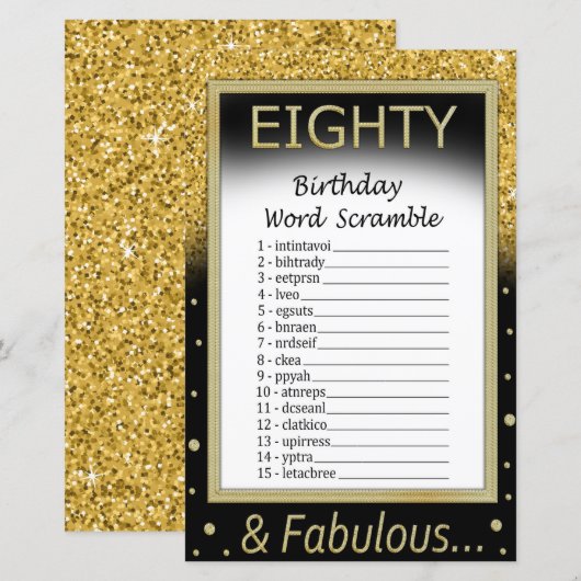 80-jarige Word Scramble Game (Voorkant / Achterkant)