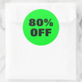 80 % korting op neongroen teken verlaagd ronde sticker (Tas)