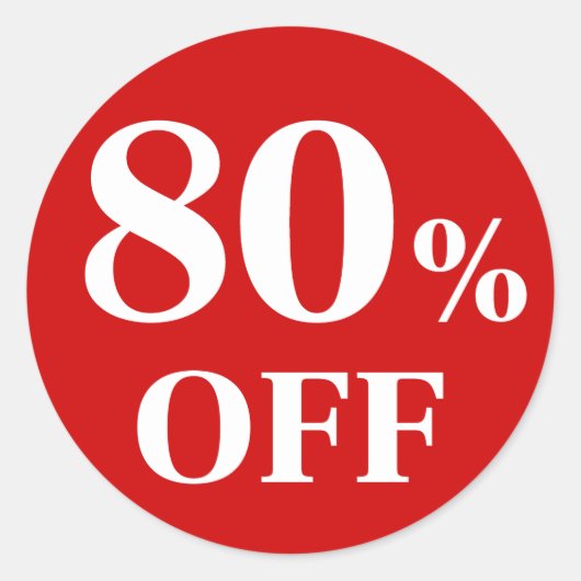 80% KORTING Rode Achtergrond Klassieke Ronde Stick Sticker (Voorkant)