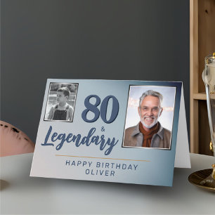 80 & Legendarisch 2 Foto's 80ste verjaardag Kaart
