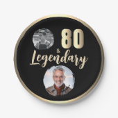 80 & Legendarisch 2 foto's 80th Birthday Gold Papieren Bordje (Voorkant)