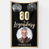 80 & Legendarisch 3 Foto's 80ste verjaardag Goud Spandoek (Verticaal)