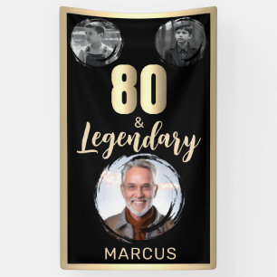 80 & Legendarisch 3 Foto's 80ste Verjaardag Goud Spandoek