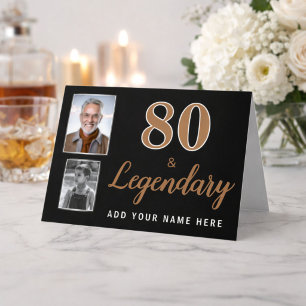 80 & Legendarische 2 Foto's 80ste Verjaardag Kaart