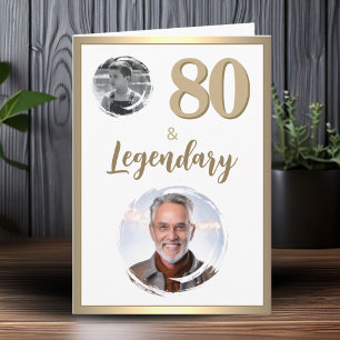 80 & Legendarische 2 foto's 80ste verjaardag Kaart