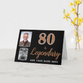 80 & Legendary 2 foto's 80ste verjaardag Kaart (Gele Bloem)