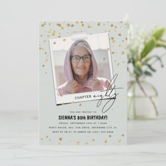 80 Leuke Moderne Foto 80e Verjaardag Kaart (Staand voorkant)