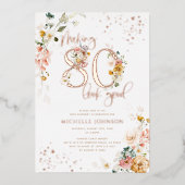 80-look Good Floral Roos Gold Folie Uitnodiging (Voorkant)